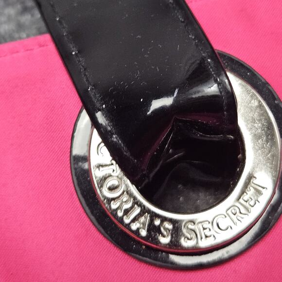 VTG Y2K Victorias Secret Tote Bag Pink Black Handles Beach Pool Carry 90s - Picture 12 of 12